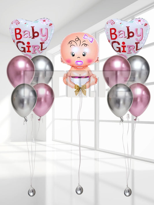 Baby Shower Mini Balloon Bunch (Pink)