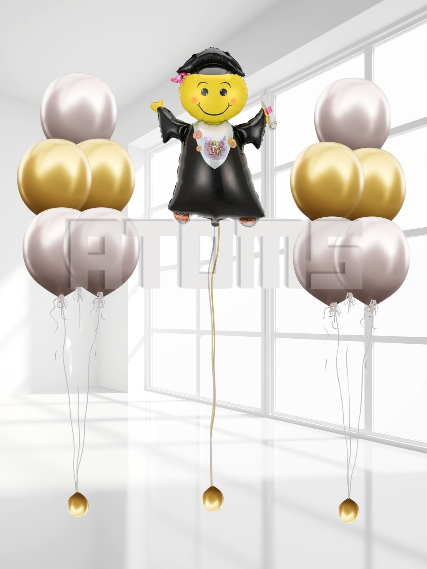 Graduation Helium Balloon Bunch (Silver & Gold)