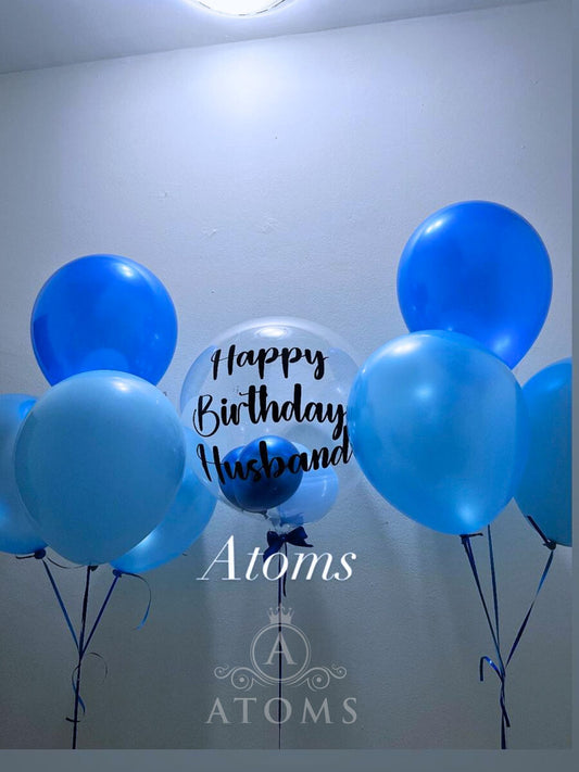 Customised Blue Helium Balloon Bunch