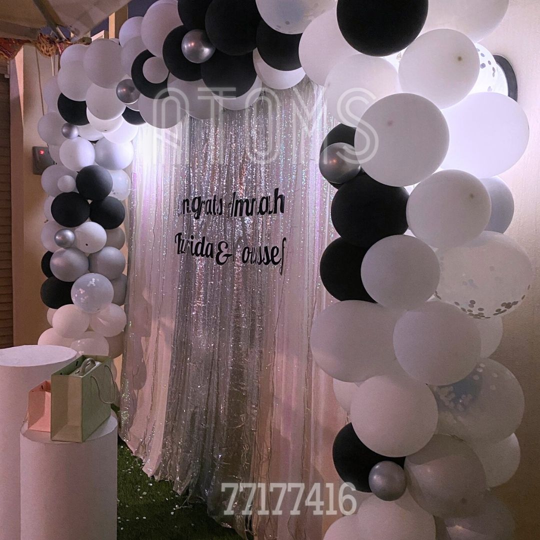 Black Graduation Curtain Setup