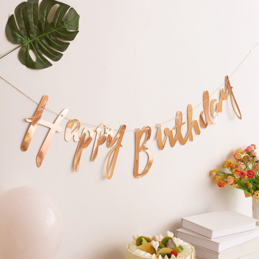 Happy Birthday Rosegold Paper Banner