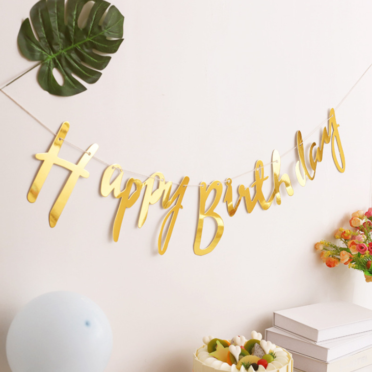 Happy Birthday Gold Paper Banner