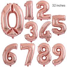 32 inch Rosegold Number Balloon - Atoms Qatar