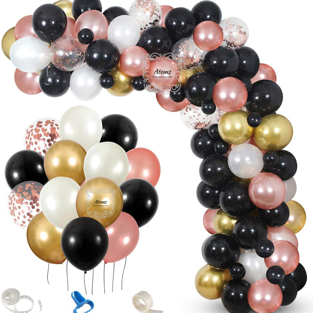 Black & Rosegold  Balloon Arch Set