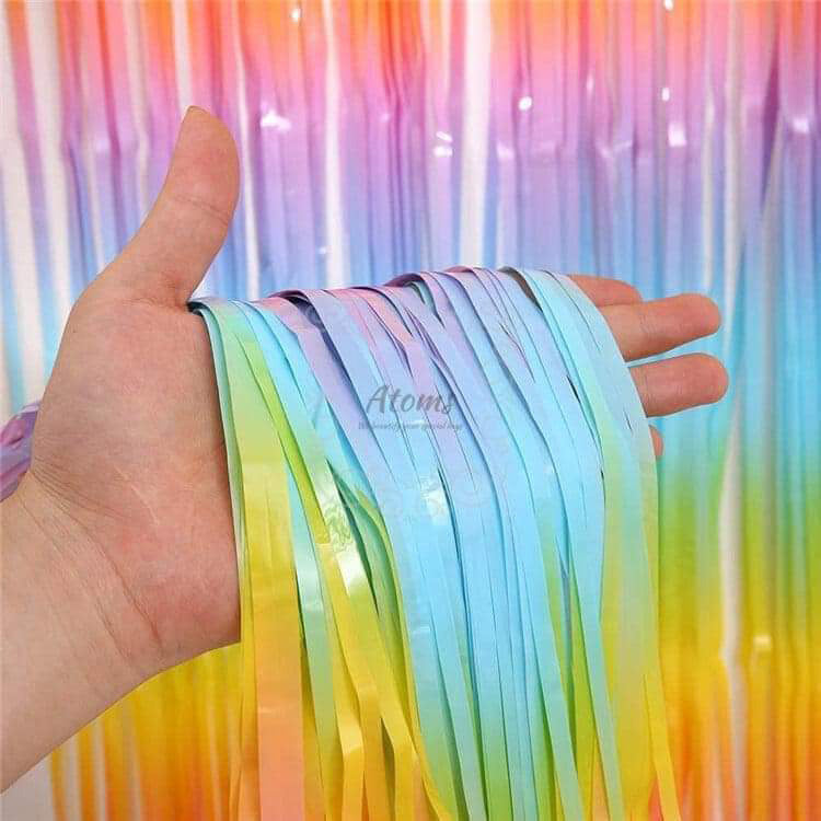 Pastel Rainbow Color Foil Curtain