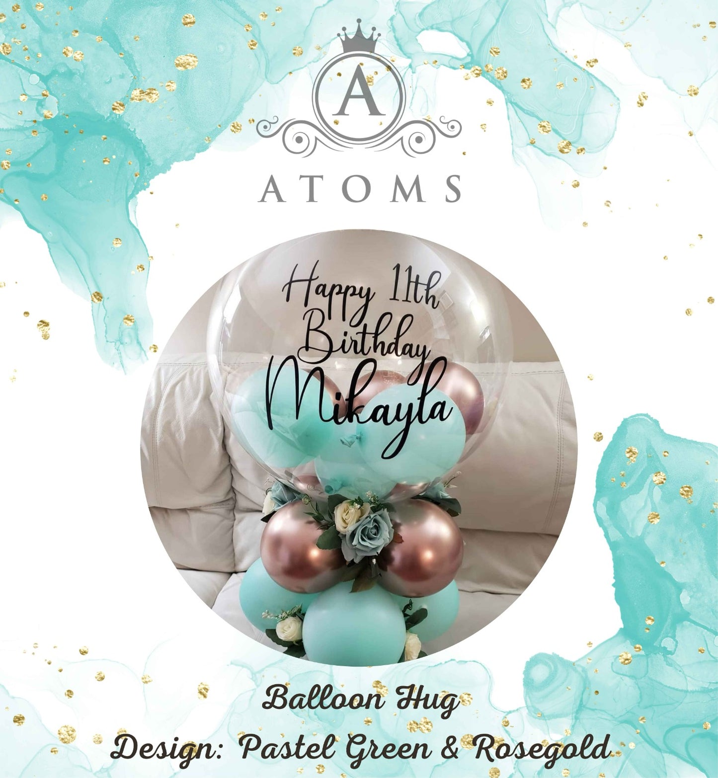 Pastel Green & Rosegold  Balloon Hug