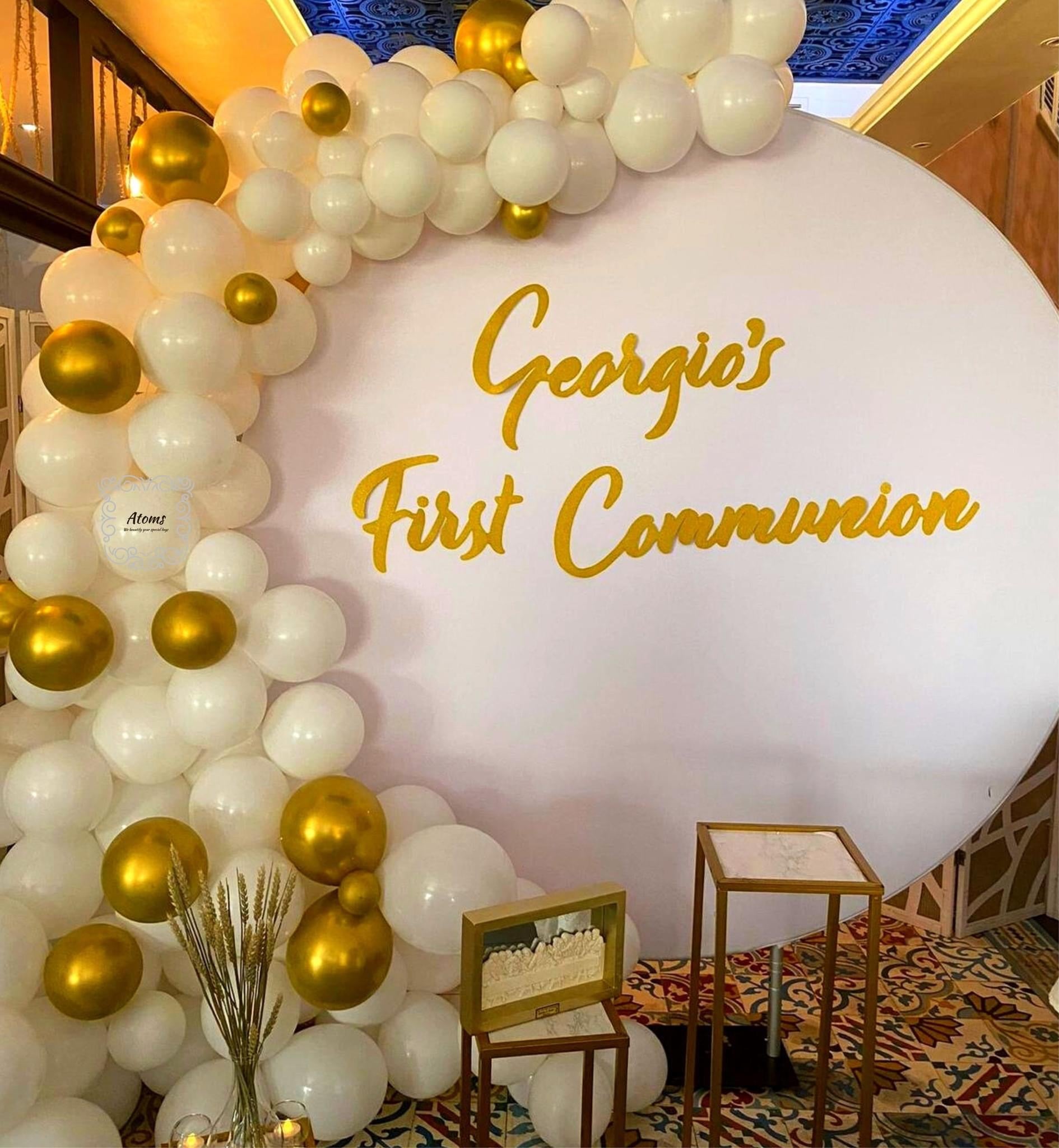 Communion Setup White Themed Holy Communion Platinum Setup - Atoms Qatar