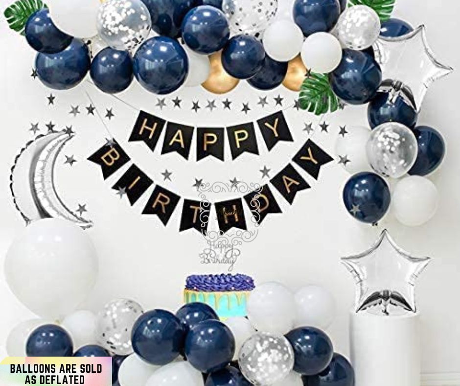 Navy Blue & Silver Birthday Set