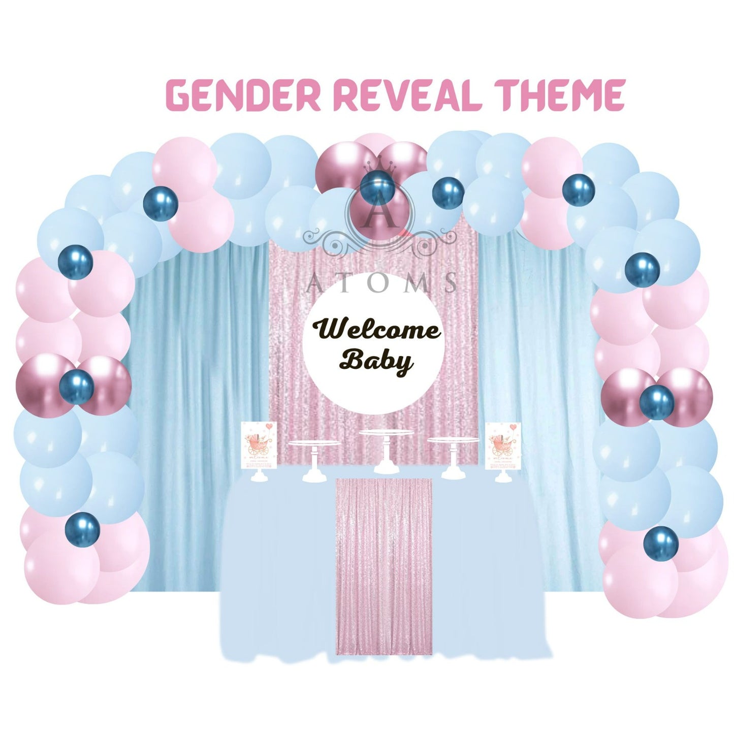 Blue and  Pink Gender Reveal Gold  Setup